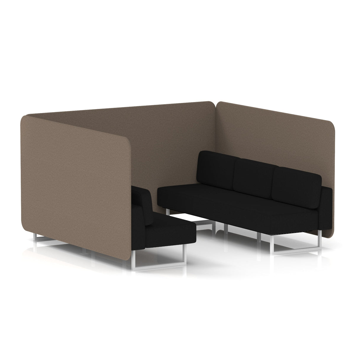 Commercial 6 Seater Privacy Booth – Bench – Two Tone – Crib 5 X2 - Theory Panels And Diameter Sofa White - Industrious Decor