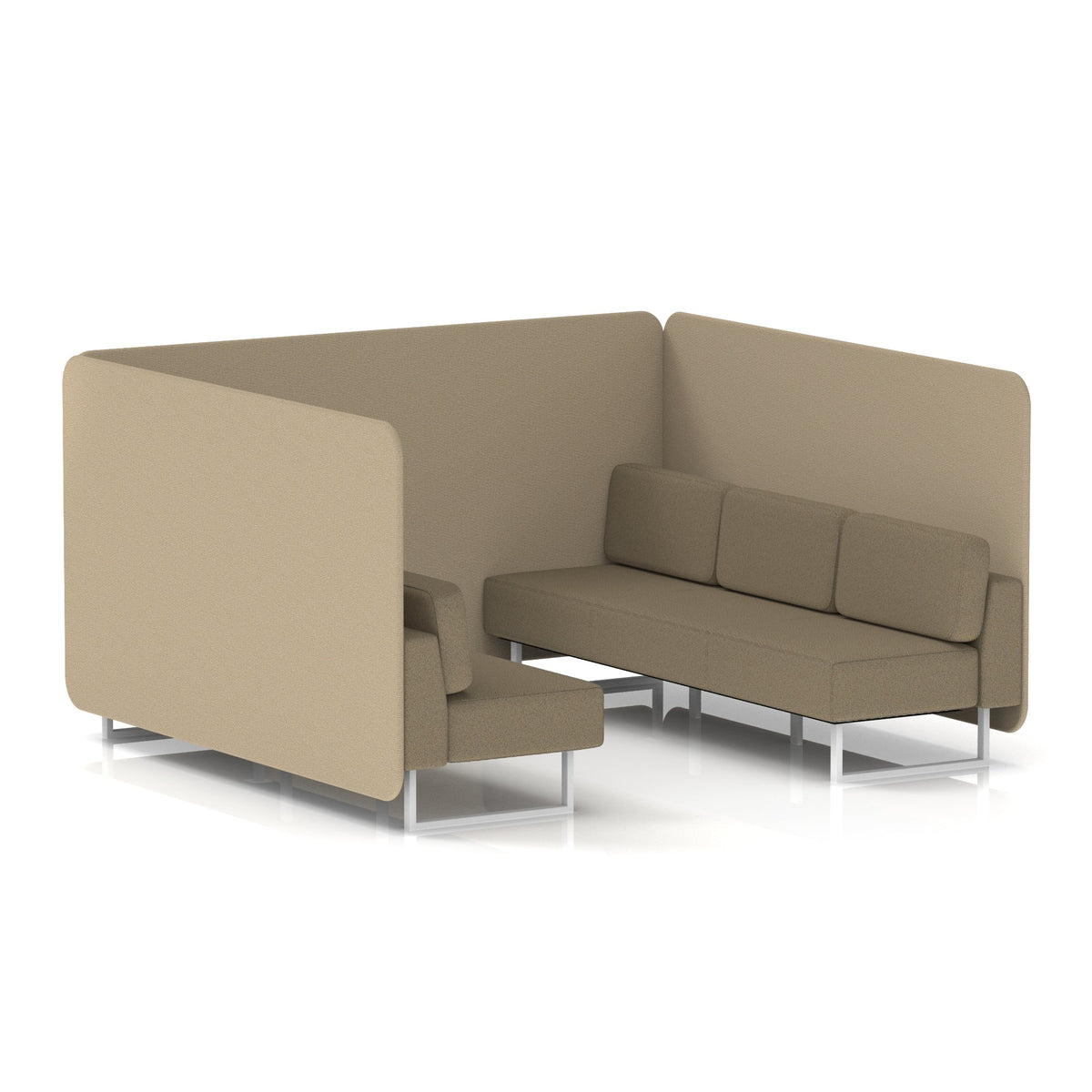 Commercial 6 Seater Privacy Booth – Bench – Two Tone – Crib 5 Main Line Flax - Upminster Panels And Bank Sofa White - Industrious Decor