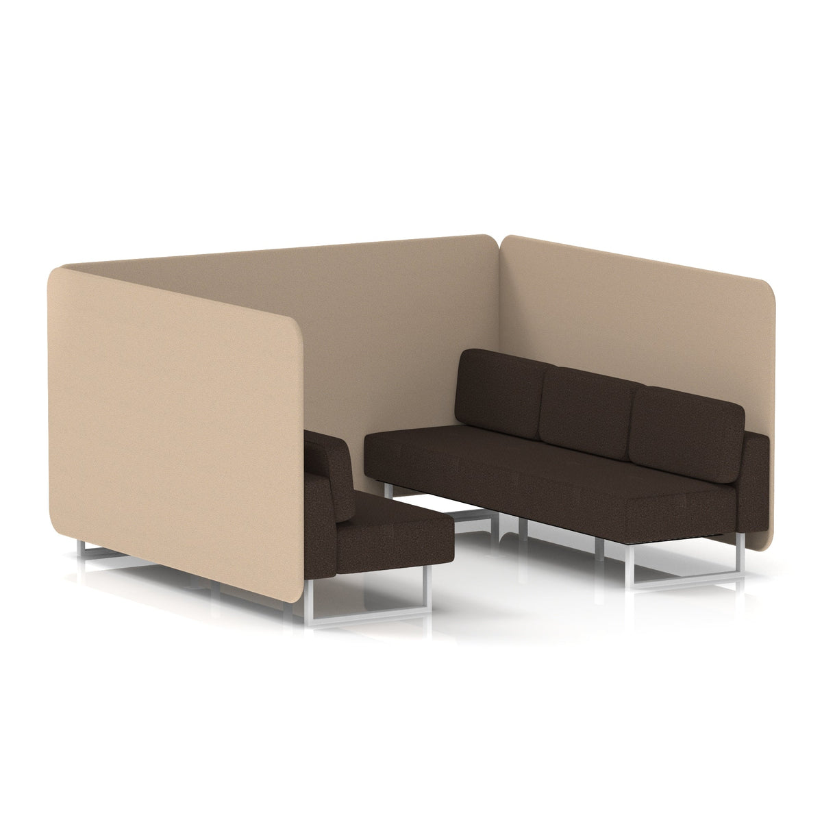 Commercial 6 Seater Privacy Booth – Bench – Two Tone – Crib 5 Synergy - Affix Panels And Wed Sofa White - Industrious Decor