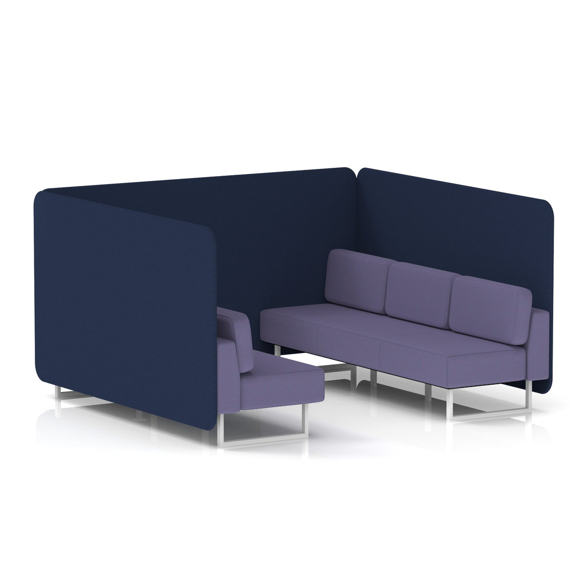 Commercial 6 Seater Privacy Booth – Bench – Two Tone – Crib 5 Synergy - Alike Panels And Order Sofa White - Industrious Decor