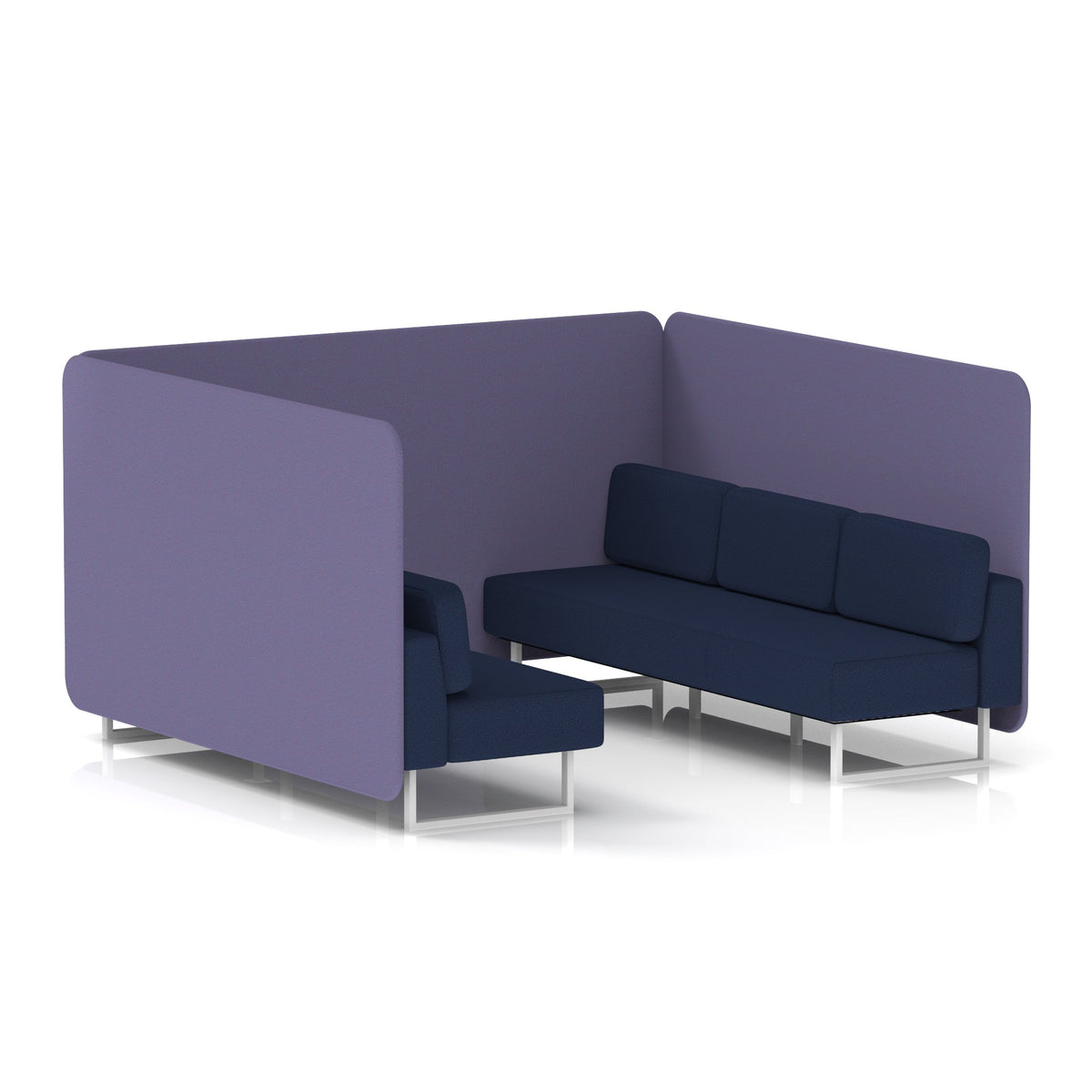 Commercial 6 Seater Privacy Booth – Bench – Two Tone – Crib 5 Synergy - Order Panels And Alike Sofa White - Industrious Decor