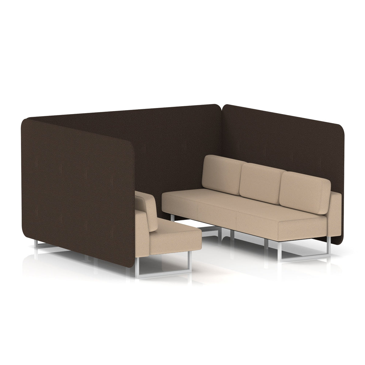 Commercial 6 Seater Privacy Booth – Bench – Two Tone – Crib 5 Synergy - Wed Panels And Affix Sofa White - Industrious Decor