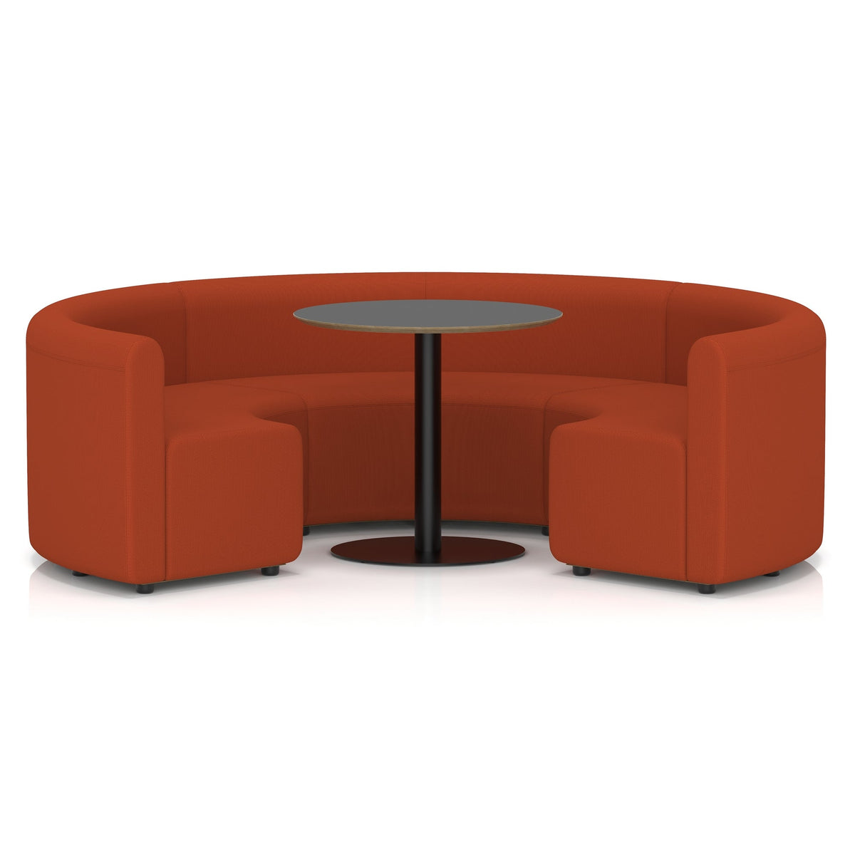 Commercial circular booth seating low back with black table – Experience