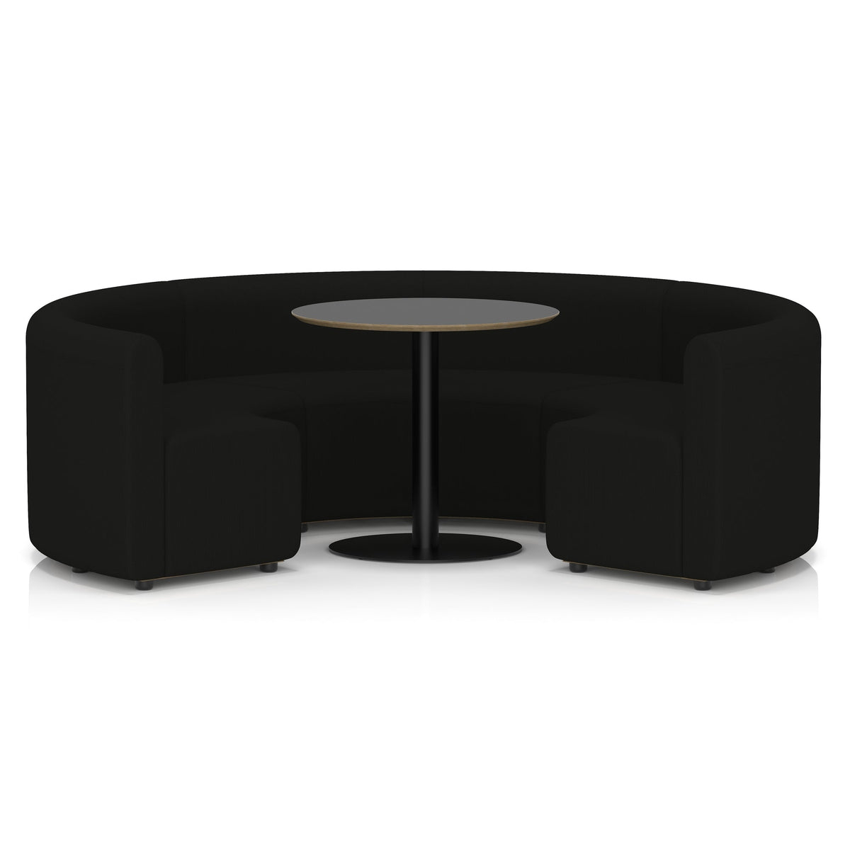 Commercial circular booth seating low back with black table – Forward