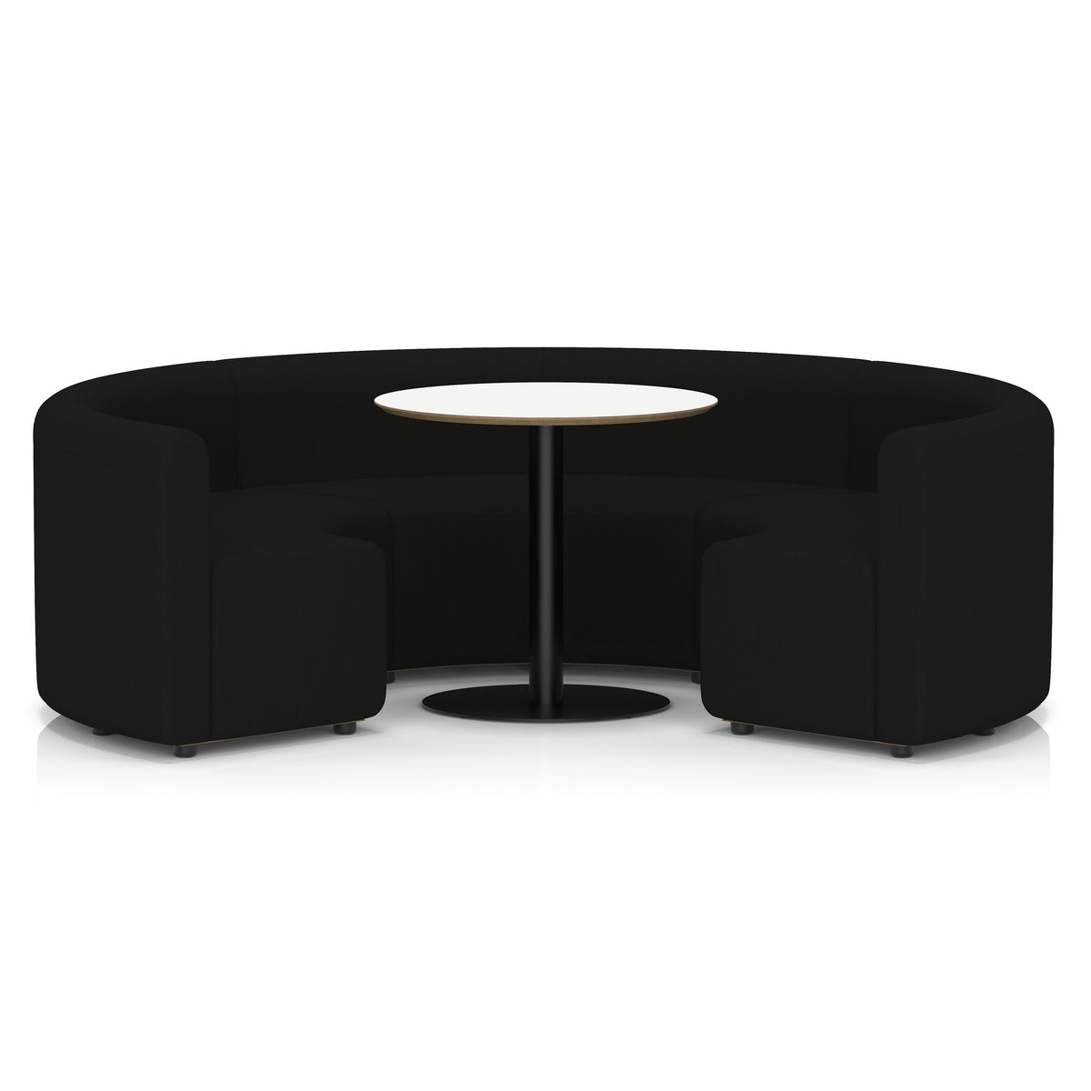 Commercial circular booth seating low back with white table – Forward