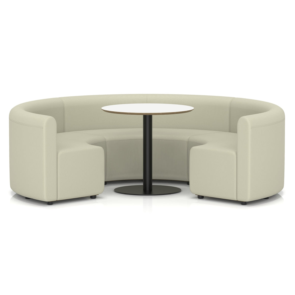 Commercial circular booth seating low back with white table – Futurist
