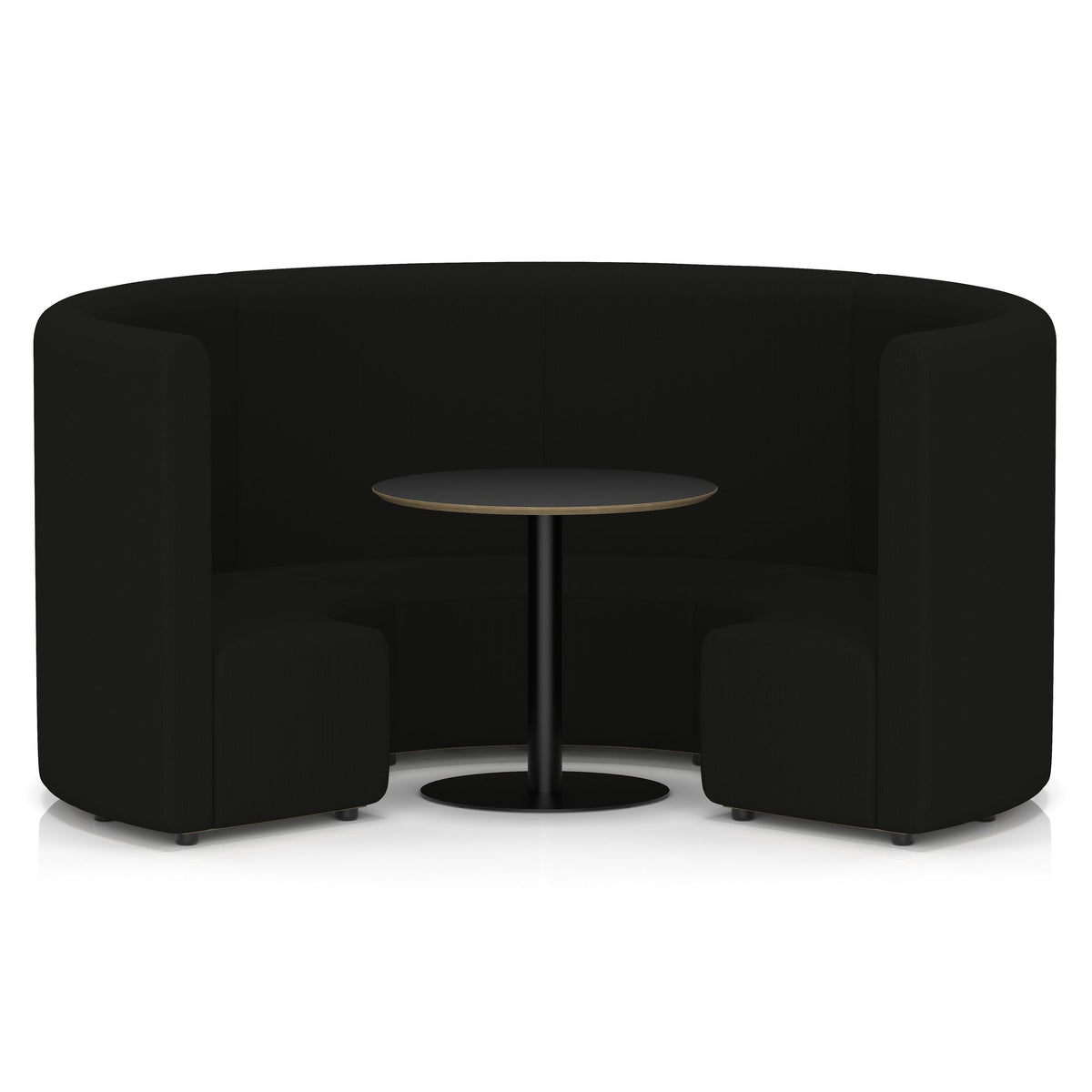 Commercial circular booth seating high back with black table – Forward