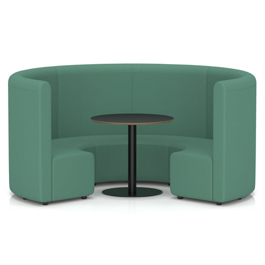 Commercial Circular Booth Seating – High Back with Table – Crib 5 Rest - Industrious Decor