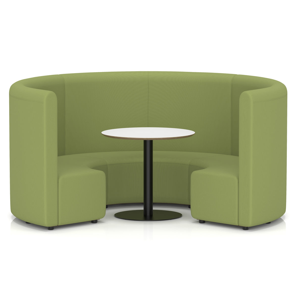 Commercial circular booth seating high back with white table in Era upholstery