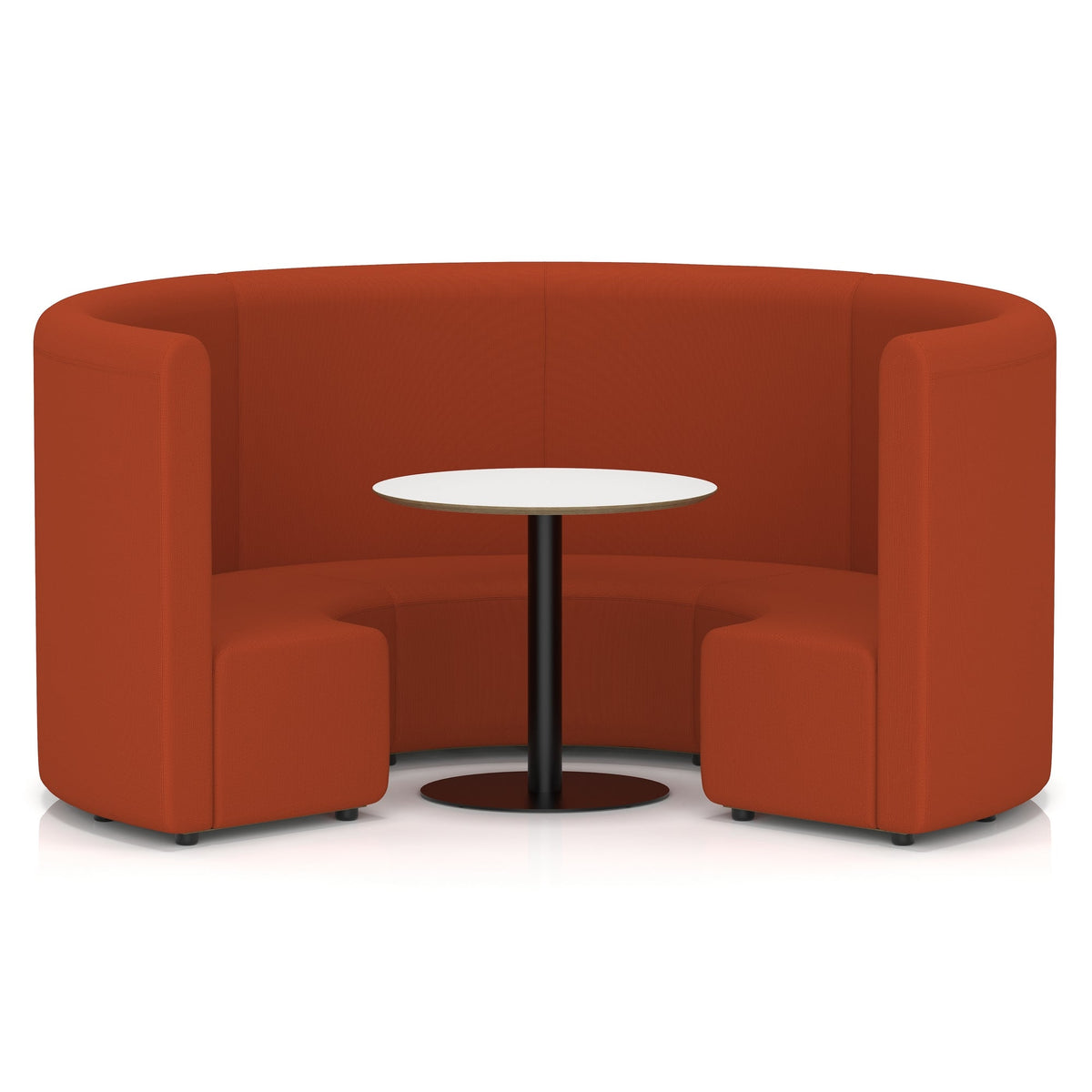Commercial circular booth seating high back with white table – Experience