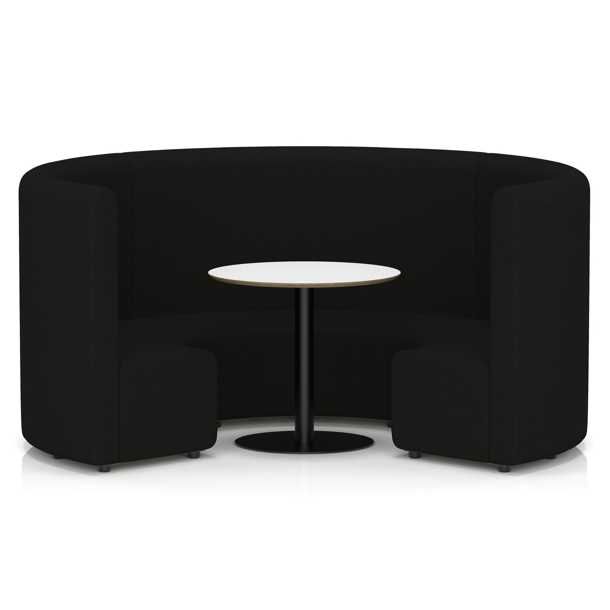 Commercial circular booth seating high back with white table – Forward