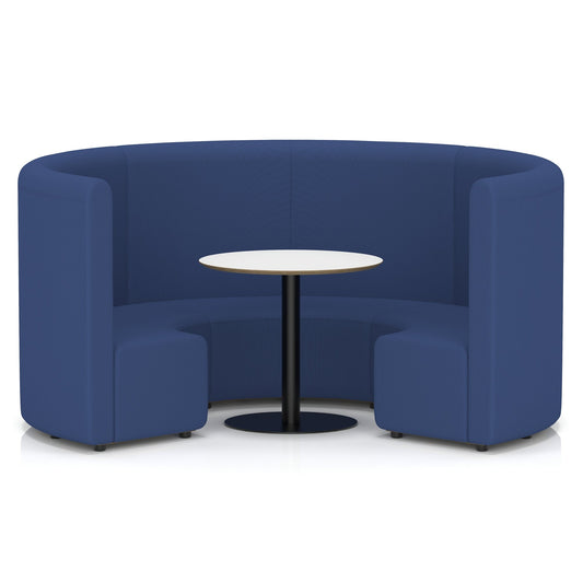 Commercial Circular Booth Seating – High Back with White Table – Crib 5 Era - Perennial - Industrious Decor
