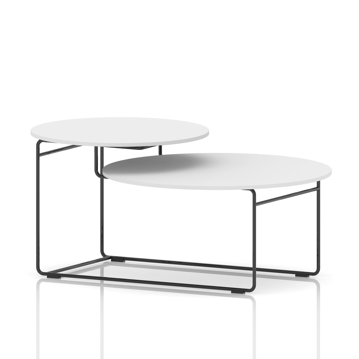 Venn Two-Level Coffee Table White Black - Industrious Decor