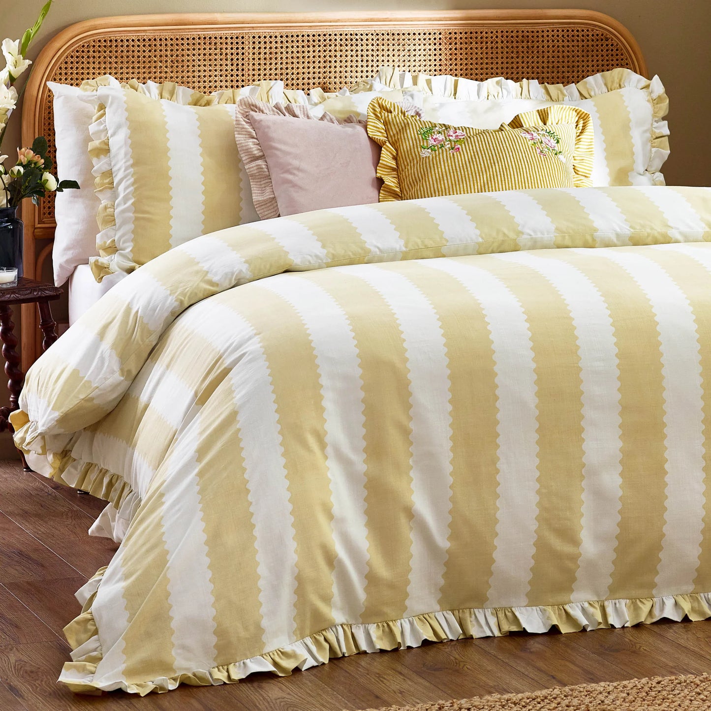 Stripped Ruffle Cushion
