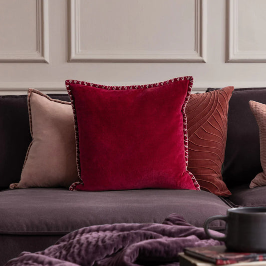 Blanket Stitch Velvet Cushion