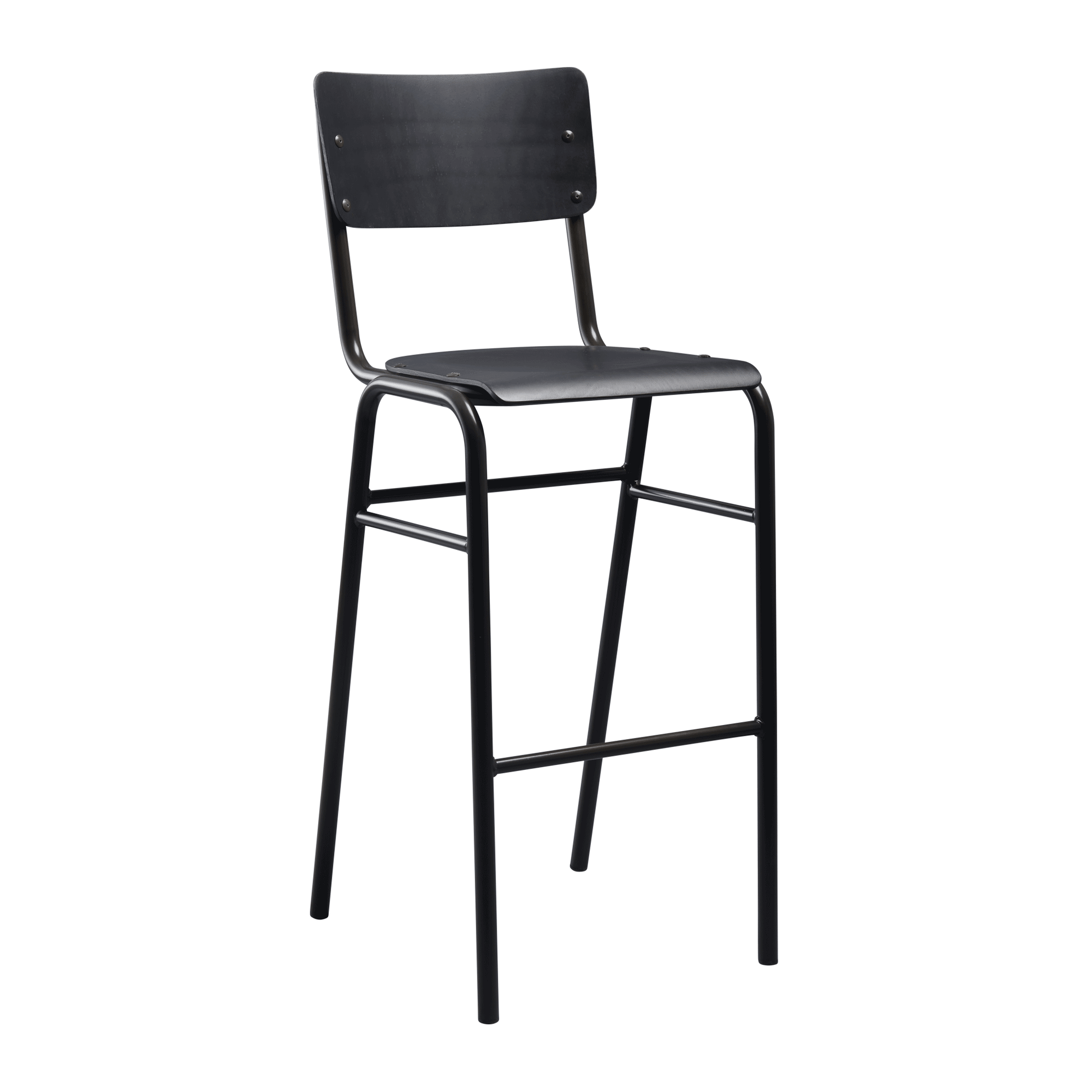 Old School Stacking Bar Stool Black - Black Frame - Industrious Decor