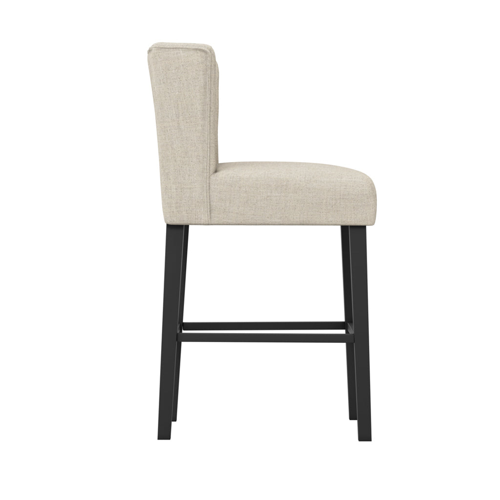 Hartford Counter Stool - Stone Linen with Button Tufting - Industrious Decor