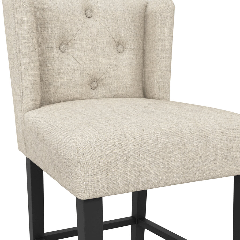 Hartford Counter Stool - Stone Linen with Button Tufting - Industrious Decor