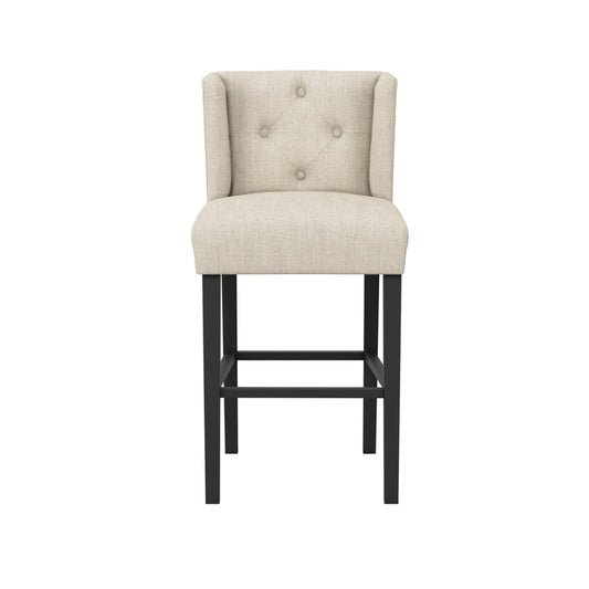 Hartford Counter Stool - Stone Linen with Button Tufting - Industrious Decor
