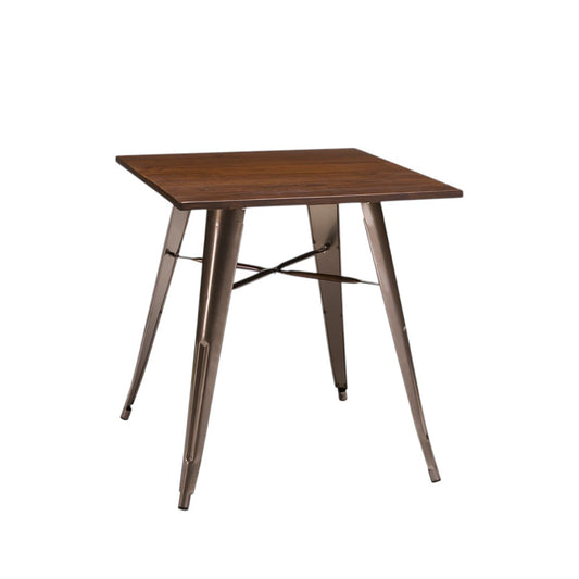 French Bistro Rectangular Dining Table 1200x700mm | 25 RAL Colours | Gun Metal | Matt Black | In Stock Gun Metal Grey Walnut Top — In Stock - Industrious Decor