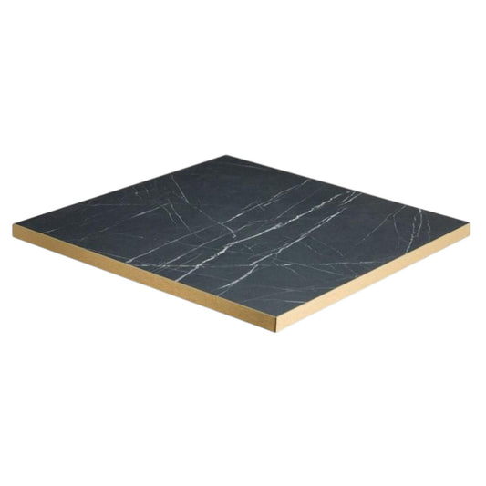 Pietra Grigia Marble Effect - Gold Edge Square Top - Industrious Decor