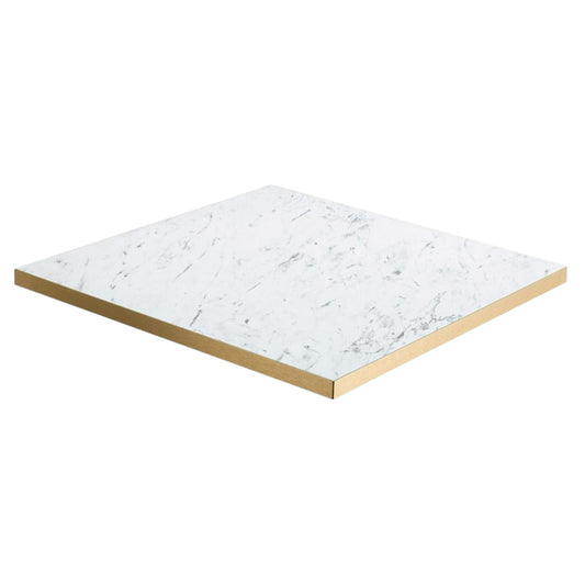 Carrara Marble Effect - Gold Edge Square Top - Industrious Decor