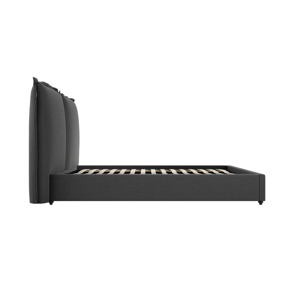 Meadow Double Bed Frame - Charcoal Linen - Industrious Decor