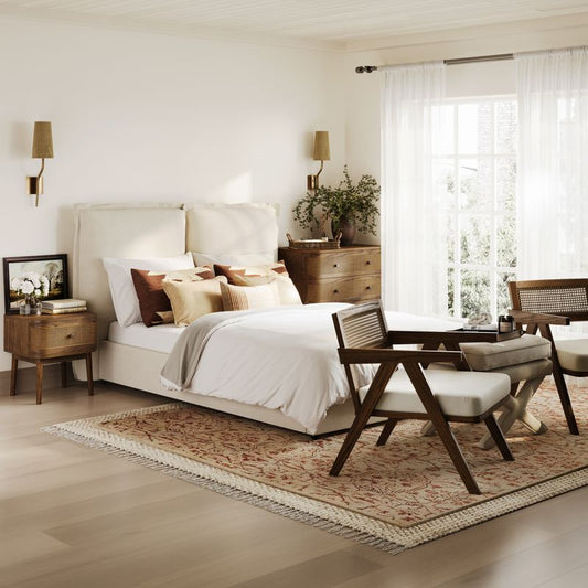 Meadow Double Bed Frame - Ivory Linen - Industrious Decor