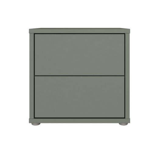 Bloc 2 Drawer Low Bedside Cabinet in Sage Green - Industrious Decor