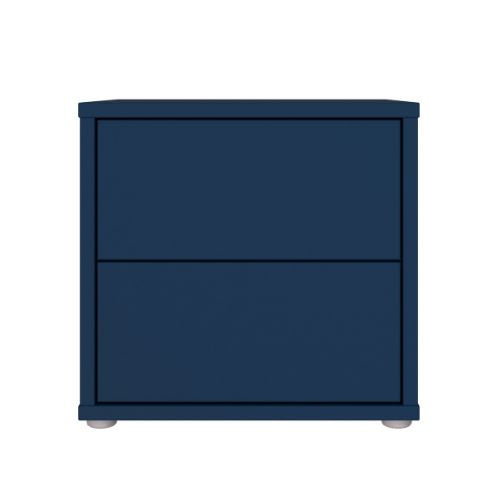 Bloc 2 Drawer Low Bedside Cabinet in Night Blue - Industrious Decor