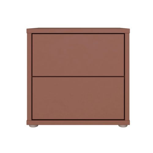 Bloc 2 Drawer Low Bedside Cabinet in Terracotta - Industrious Decor