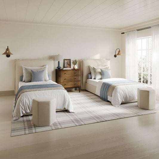 Meadow Single Bed Frame - Ivory Linen - Industrious Decor