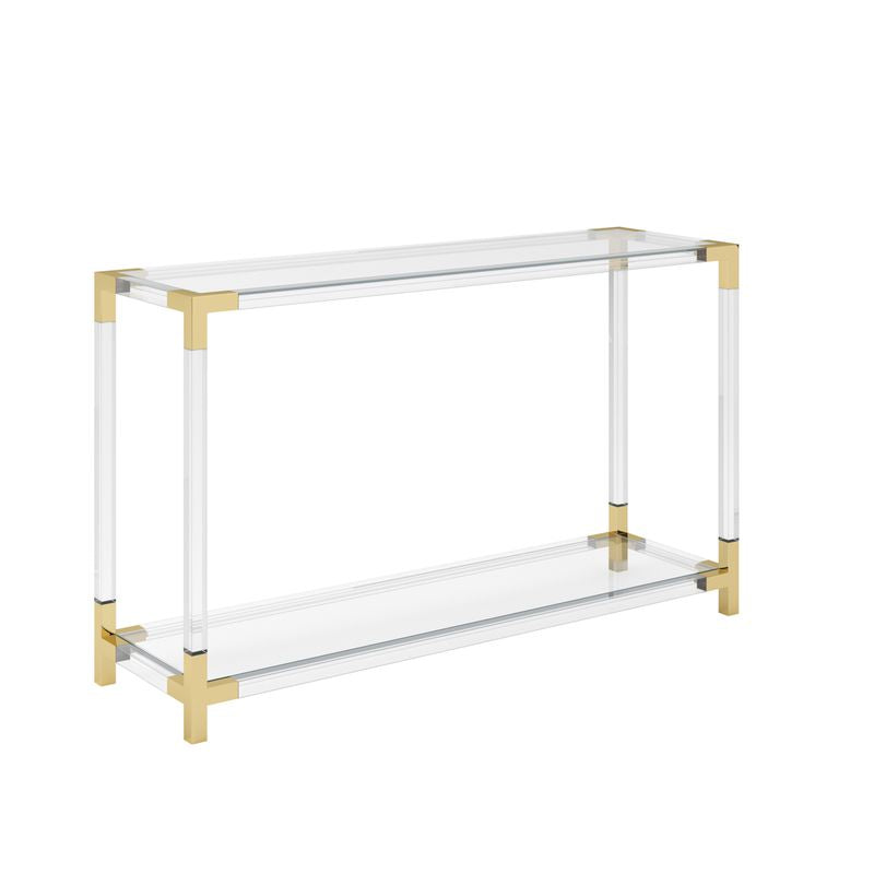 Reale Luxury Console Table - Brass & Acrylic Designer Piece - Industrious Decor