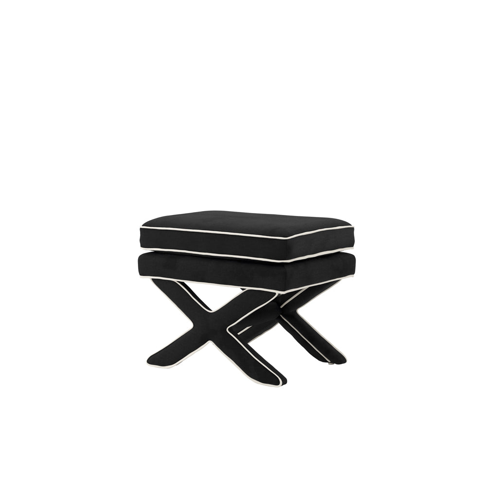 Hailey Stool Black Velvet - Industrious Decor