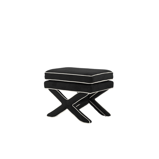 Hailey Stool Black Velvet - Industrious Decor