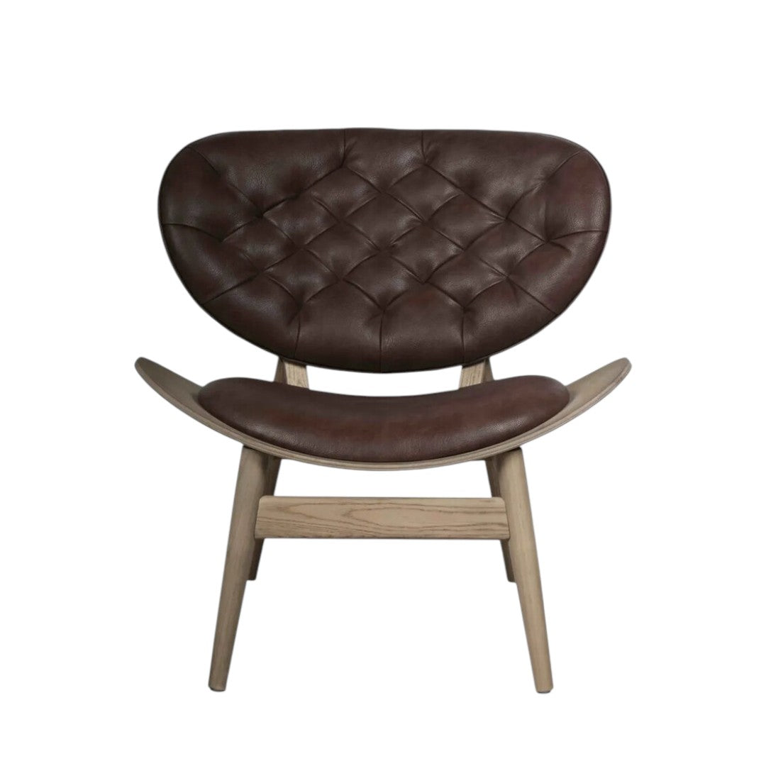 Stirling Lounge Chair | Gentleman's Club Collection Brown Faux Elm Wood - Industrious Decor