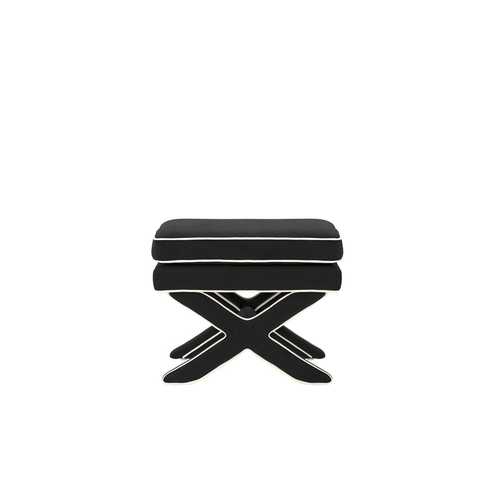 Hailey Stool Black Velvet - Industrious Decor