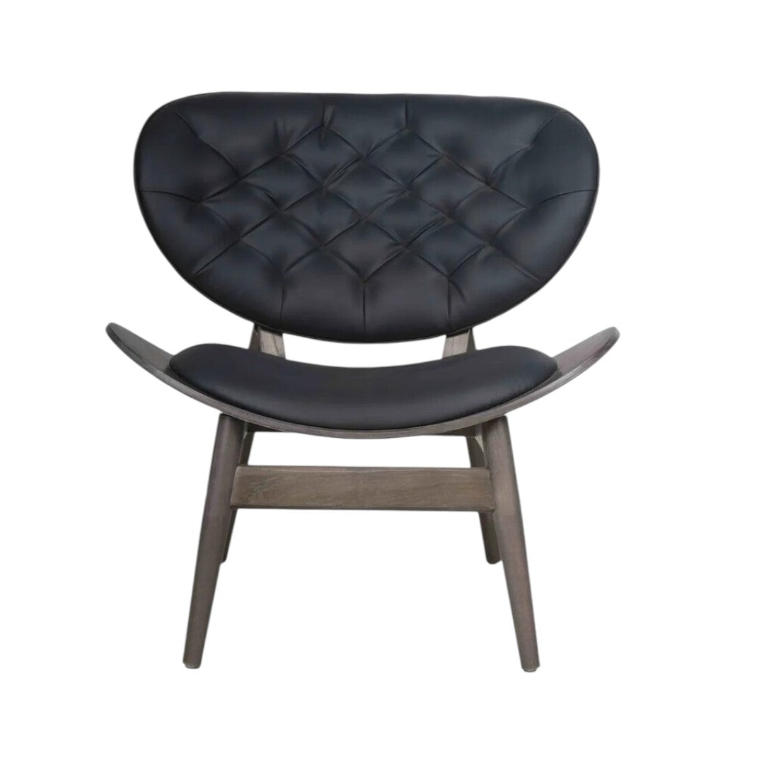 Stirling Lounge Chair | Gentleman's Club Collection Black Faux Elm Wood - Industrious Decor