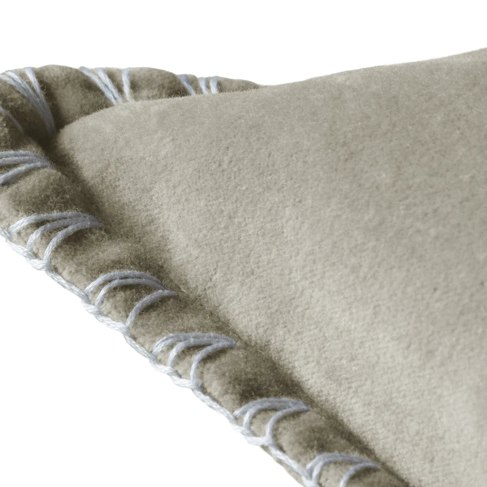 Blanket Stitch Velvet Cushion - Industrious Decor