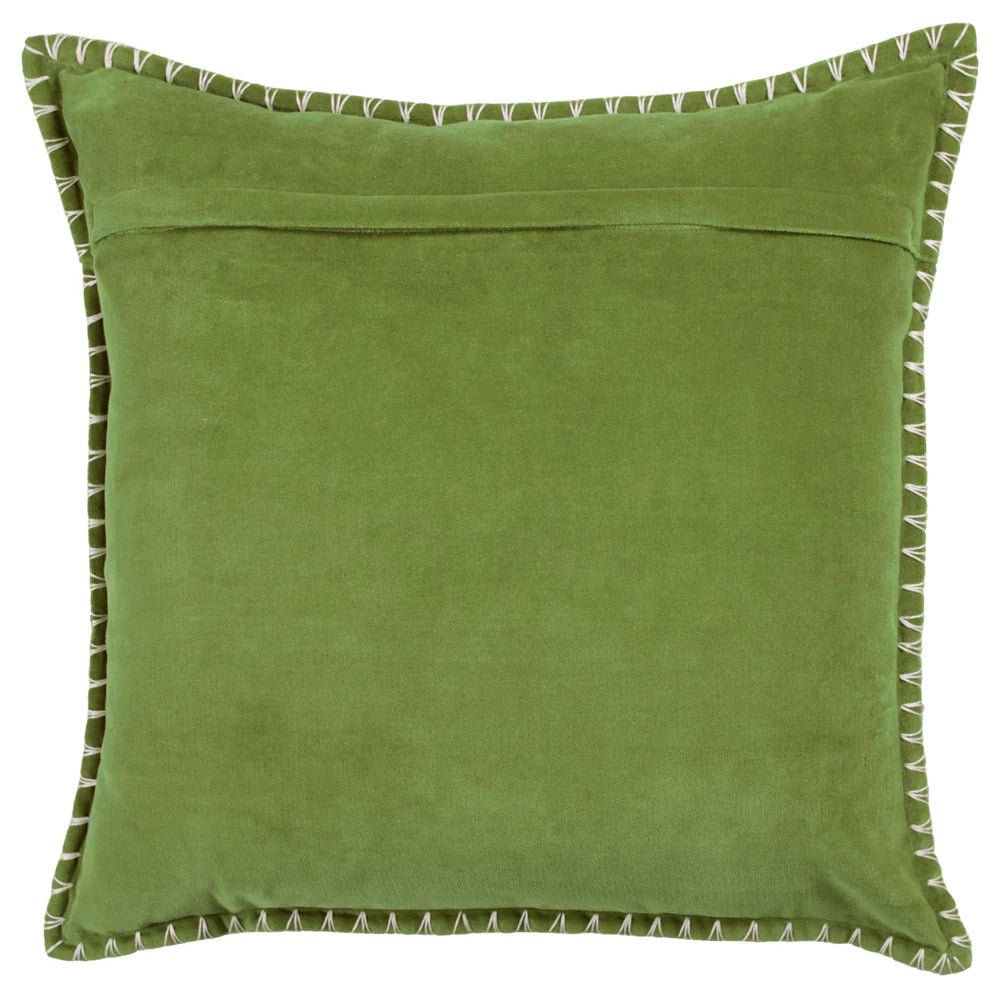Blanket Stitch Velvet Cushion - Industrious Decor