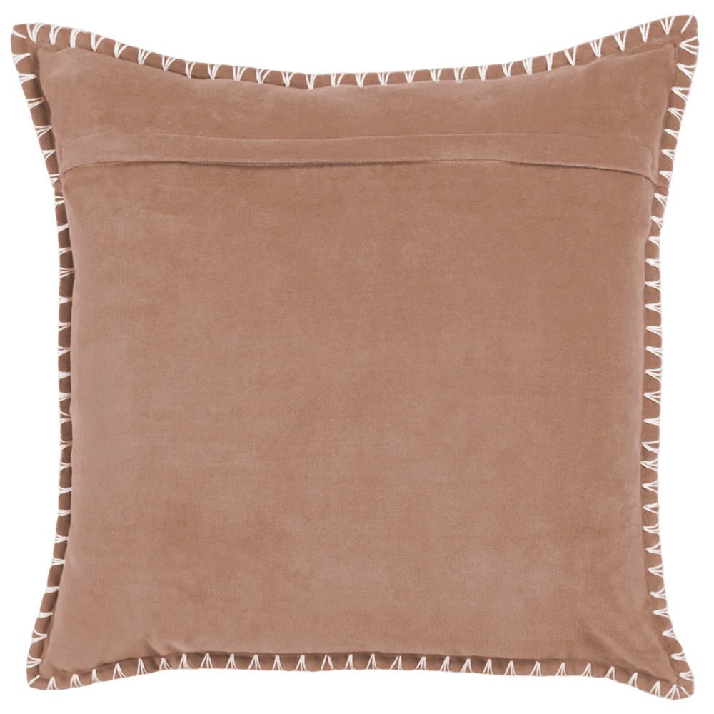 Blanket Stitch Velvet Cushion - Industrious Decor