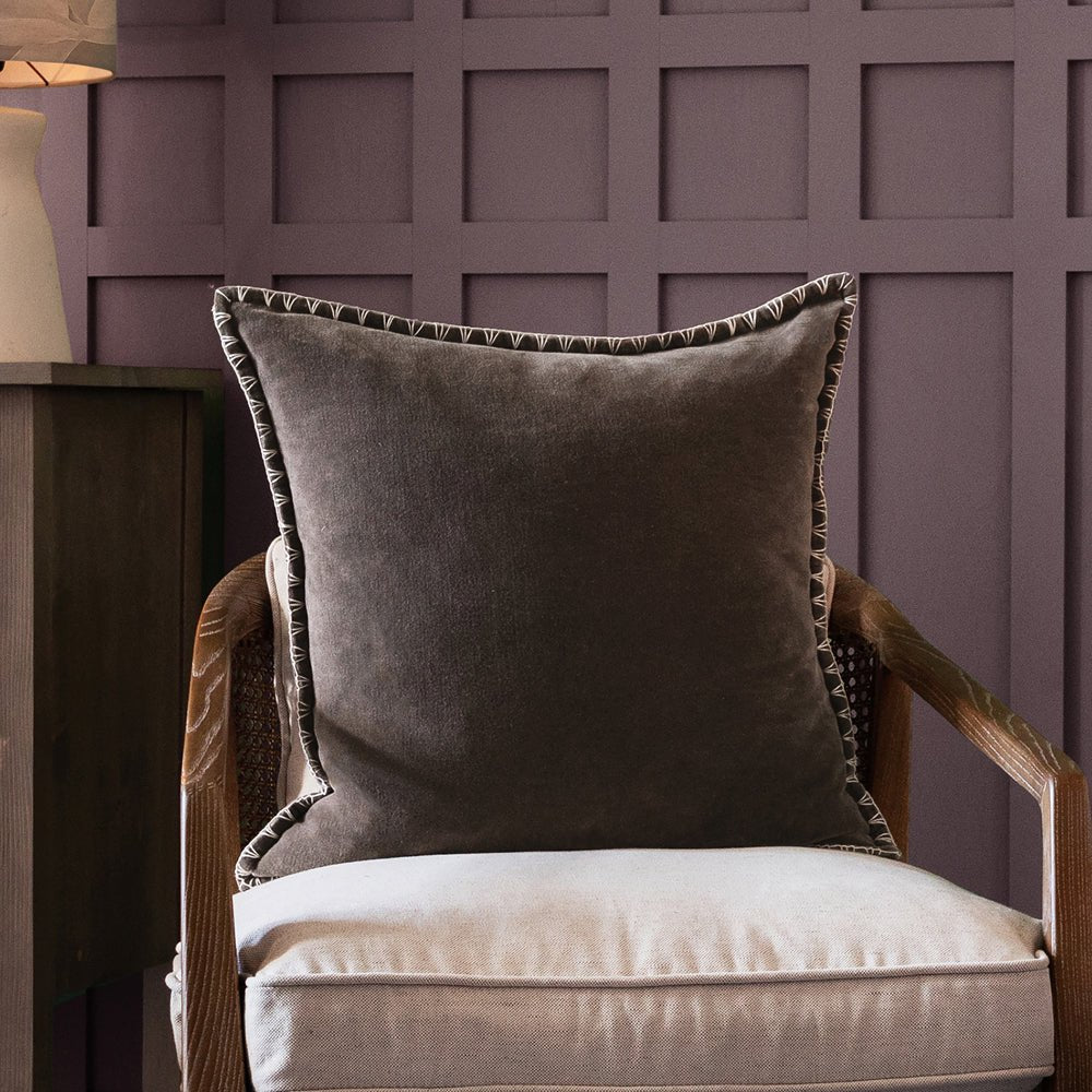 Blanket Stitch Velvet Cushion - Industrious Decor