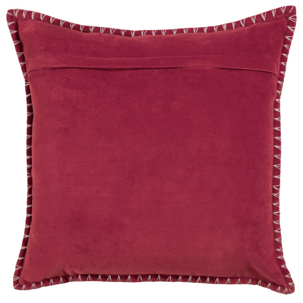 Blanket Stitch Velvet Cushion - Industrious Decor