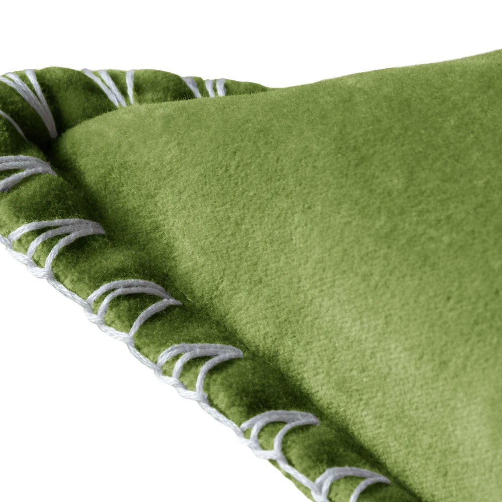 Blanket Stitch Velvet Cushion - Industrious Decor