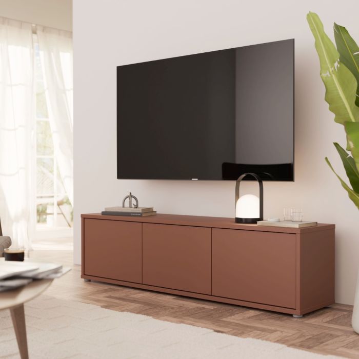Bloc Wide TV Cabinet in Terracotta - Industrious Decor