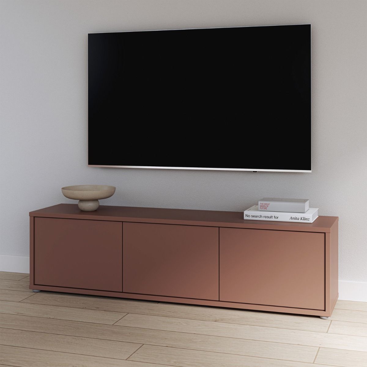 Bloc Wide TV Cabinet in Terracotta - Industrious Decor