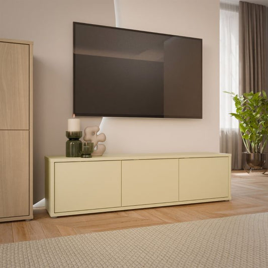 Bloc Wide TV Cabinet in Butter Yellow - Industrious Decor