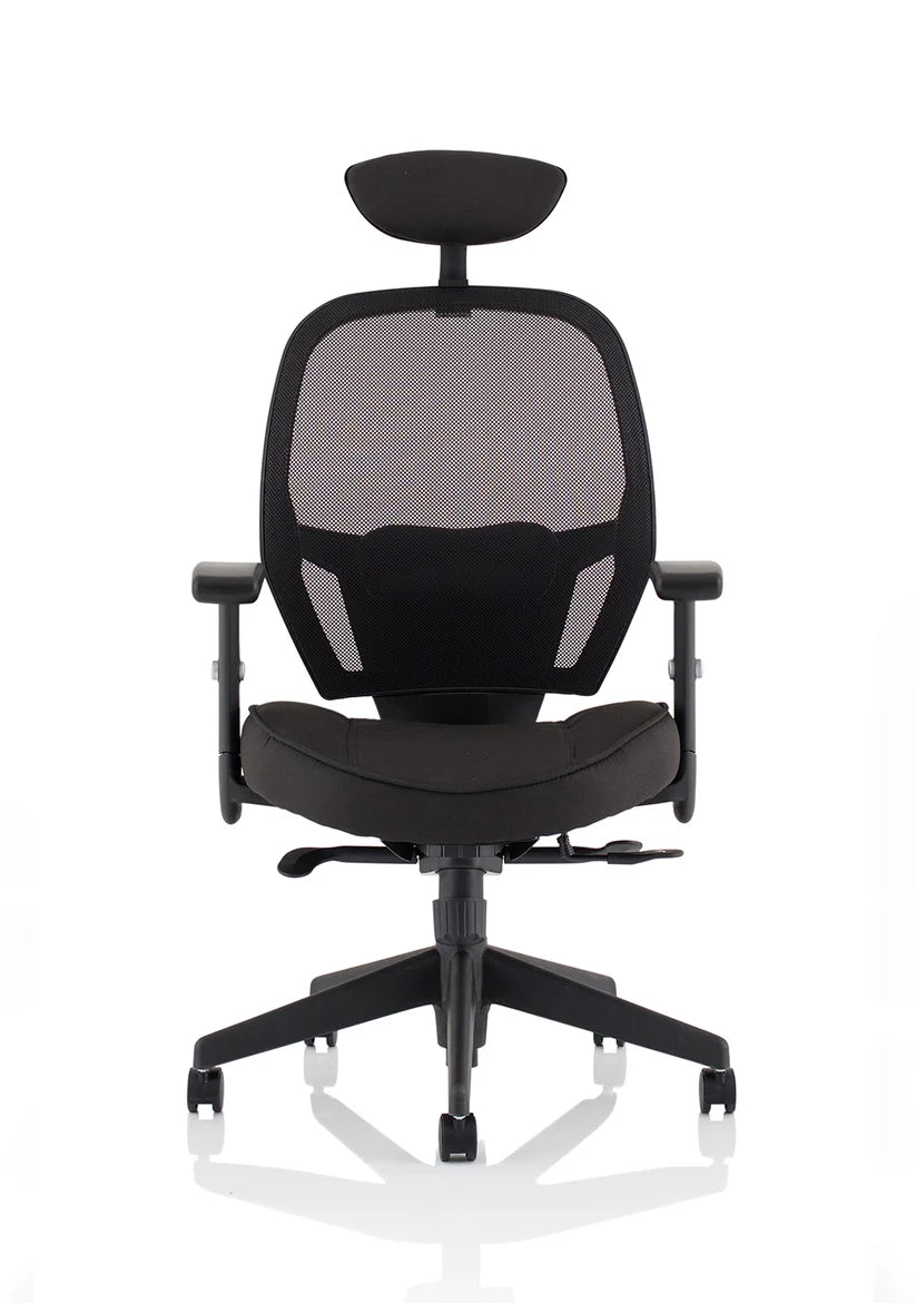Calder High Back Mesh Task Chair | Synchro Tilt | Adjustable Lumbar & Headrest - Industrious Decor