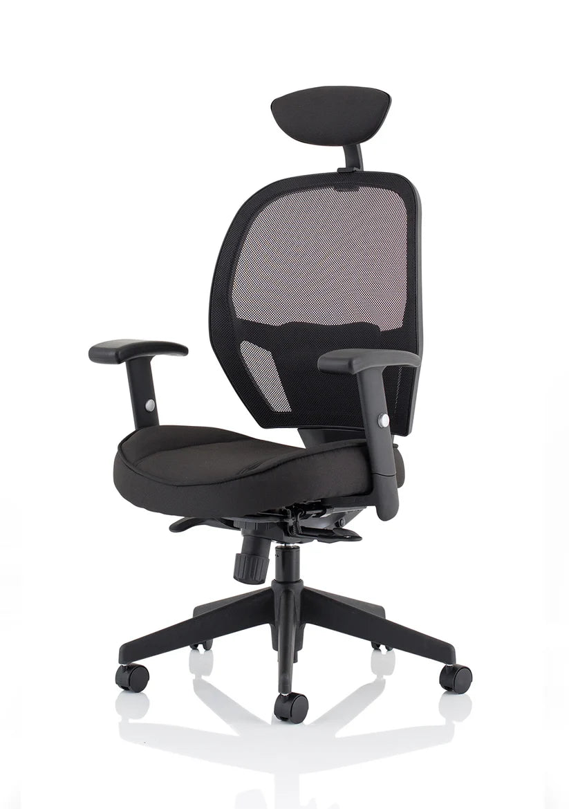 Calder High Back Mesh Task Chair | Synchro Tilt | Adjustable Lumbar & Headrest - Industrious Decor