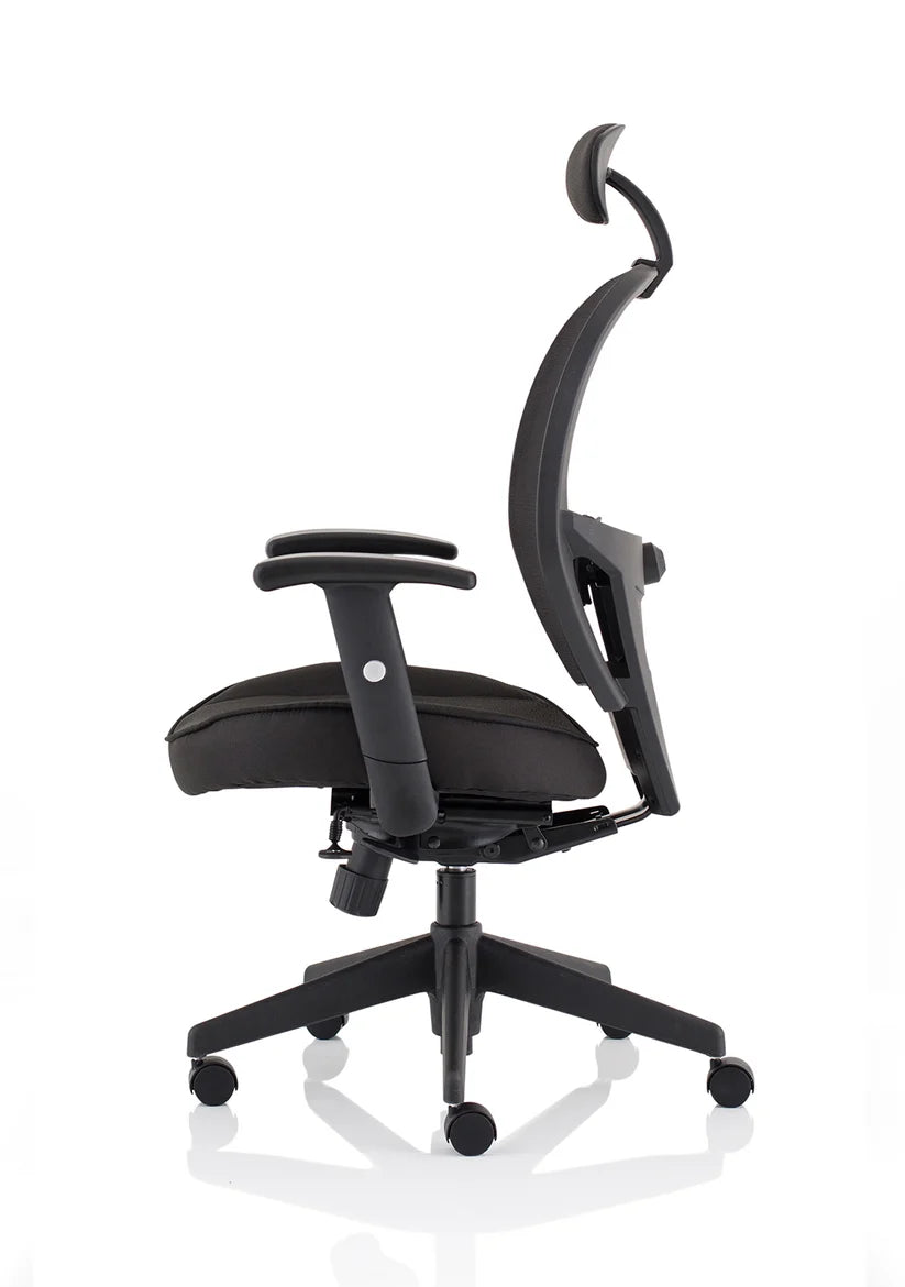 Calder High Back Mesh Task Chair | Synchro Tilt | Adjustable Lumbar & Headrest - Industrious Decor